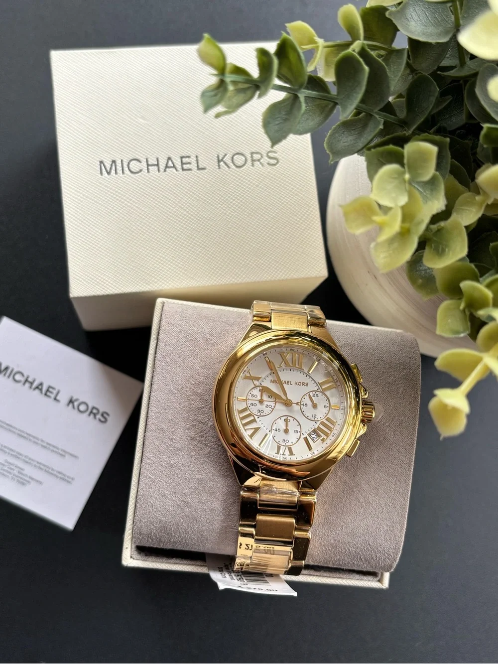 Michael Kors Gold and White Men’s Chronograph Bracelet Watch